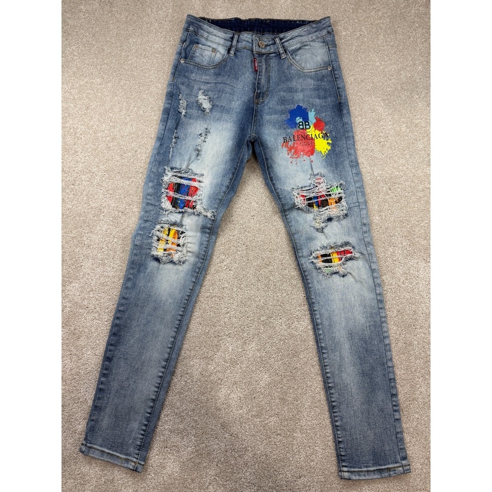 Eternity Denim Men's Size 30x30 Skinny Distressed Ripped Streetwear Blue Jeans